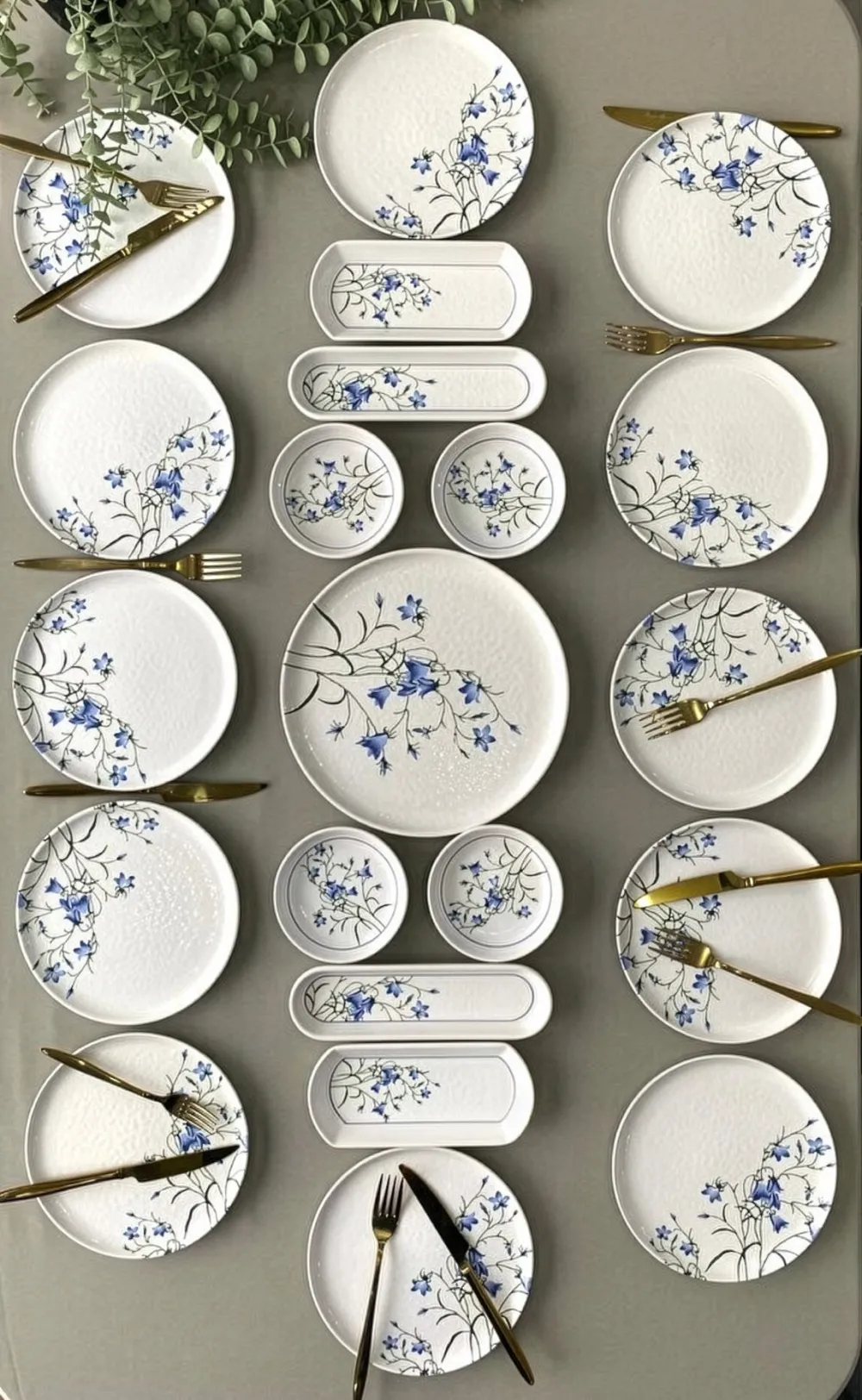 Set pentru micul dejun (21 piese) Hermia Seed Blue 21, Albastru / Alb