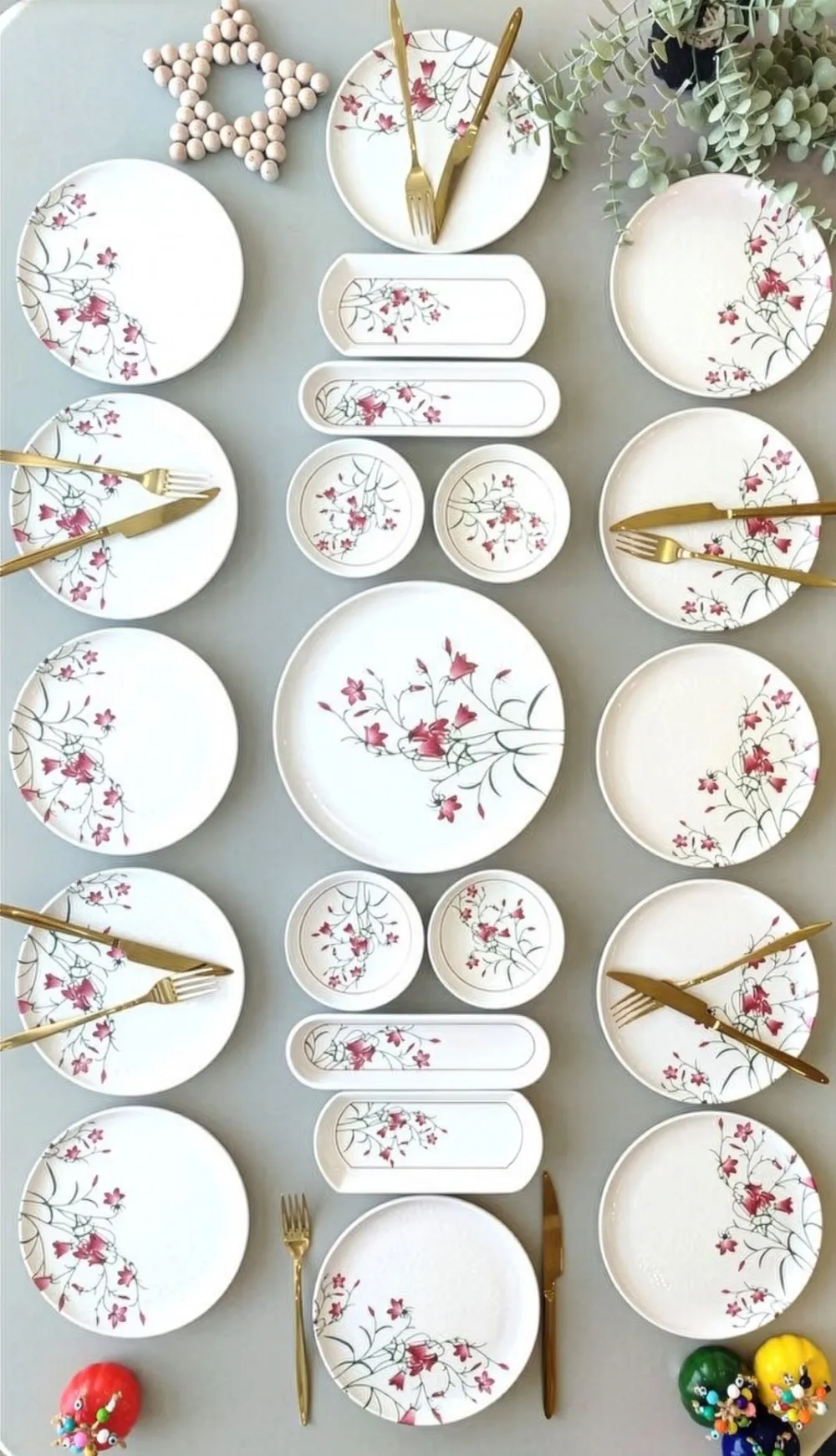 Set pentru micul dejun (21 piese) Hermia Red Fruit 21, Albastru / Alb