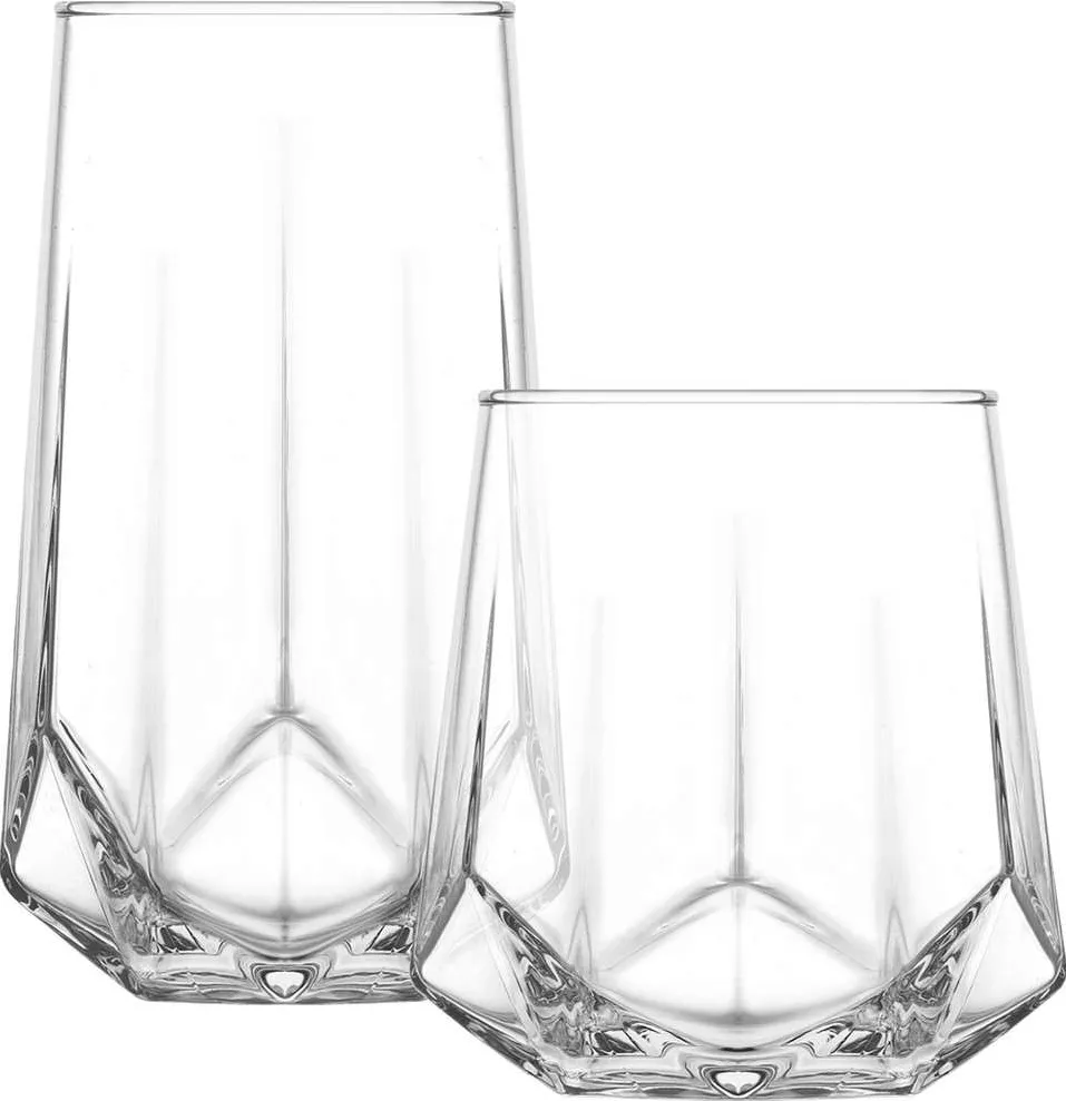 Set pahare (12 piese) Hermia LV-VLR374-354F, Transparent