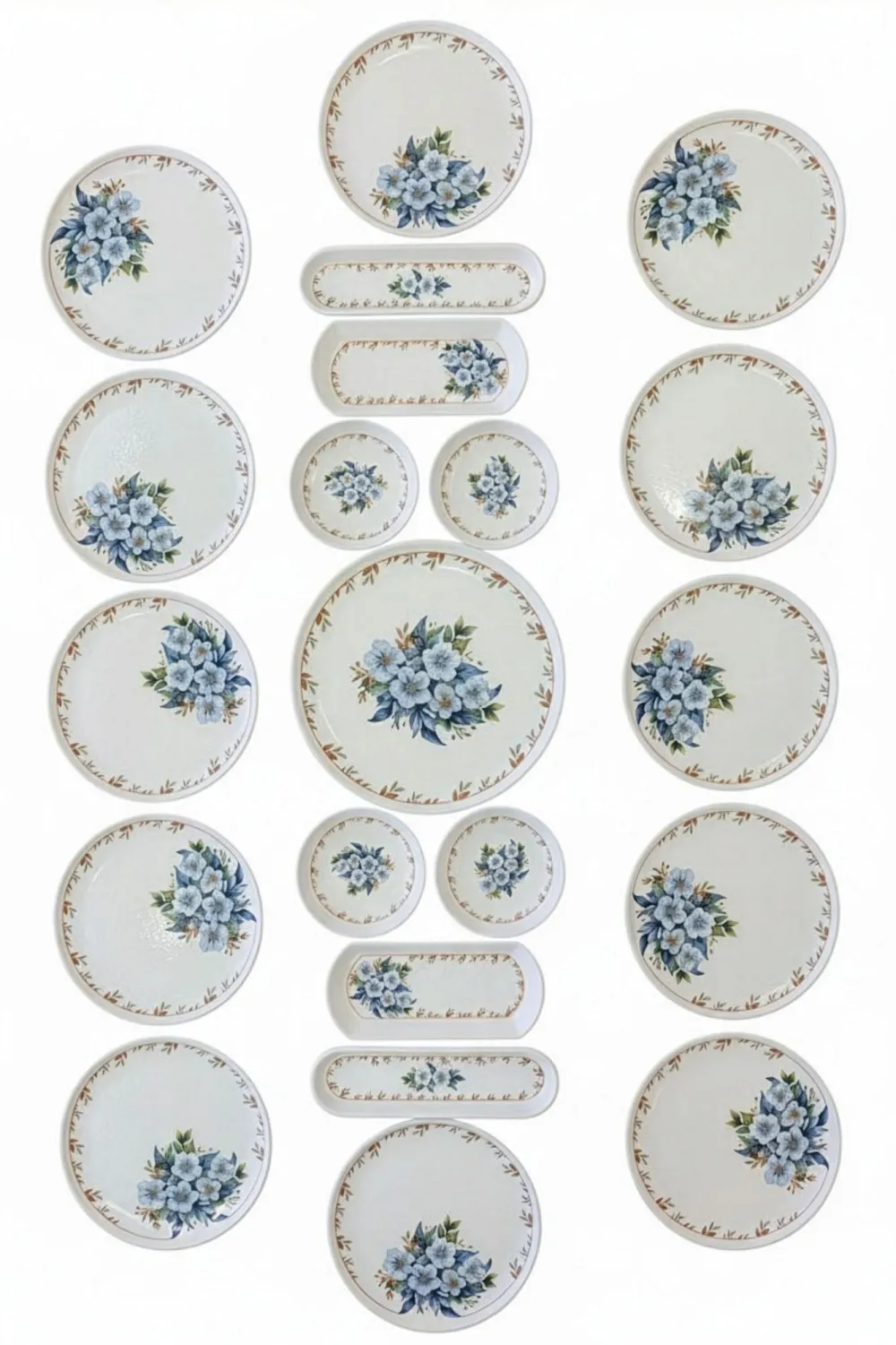 Set pentru micul dejun (21 piese) Hermia Flower Blue 21, Albastru / Alb
