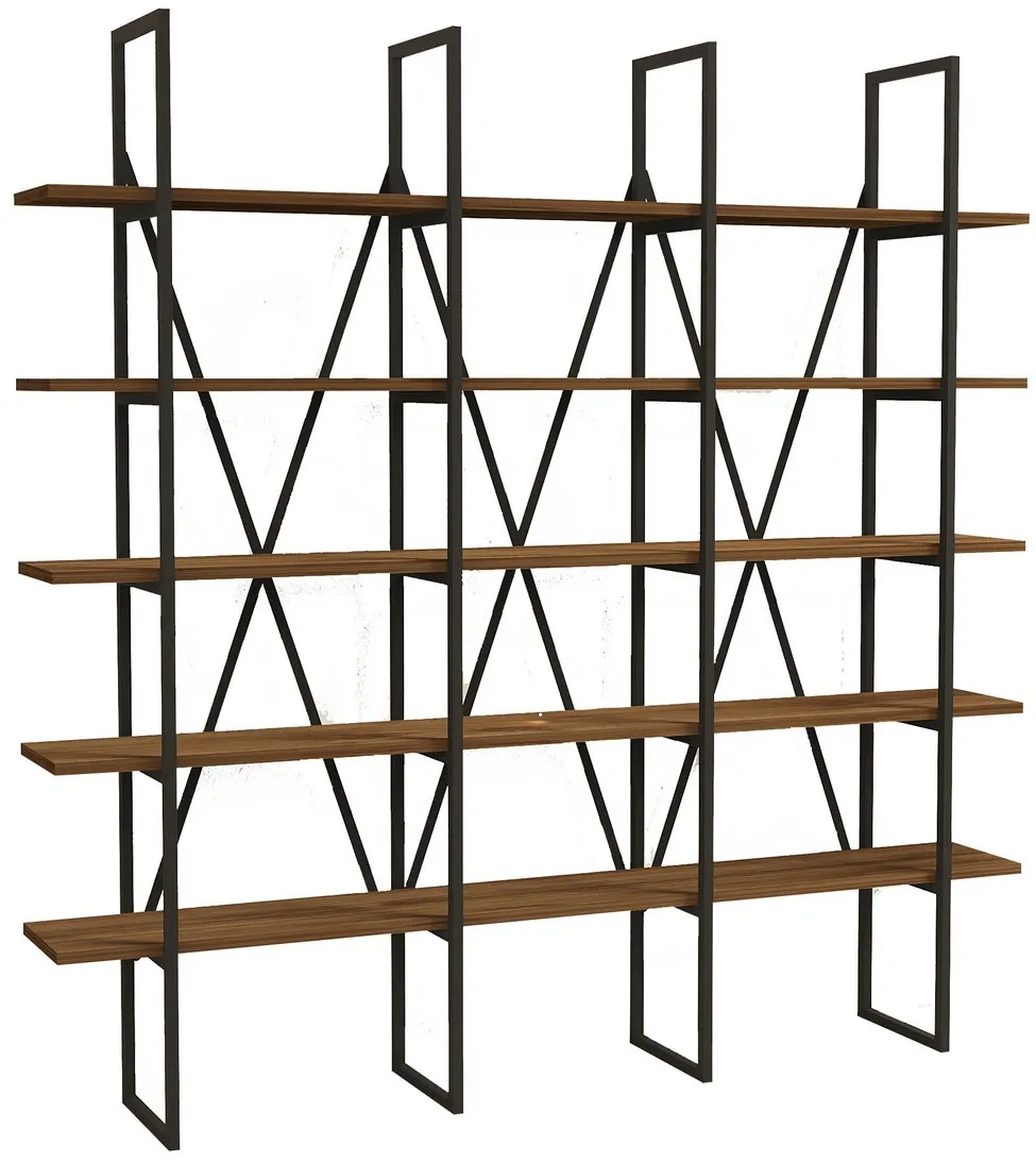Bibliotecă Hanah Home Beylerbeyi - Walnut, Nuc / Negru