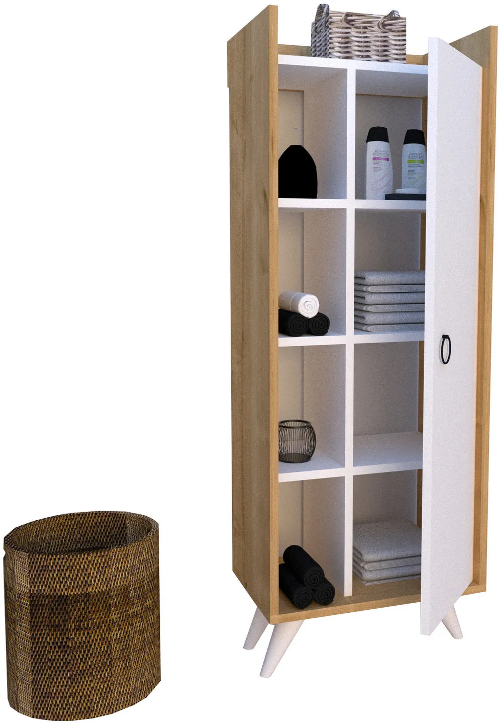 Dulap multifuncțional Hanah Home Ilgım, Stejar / Alb