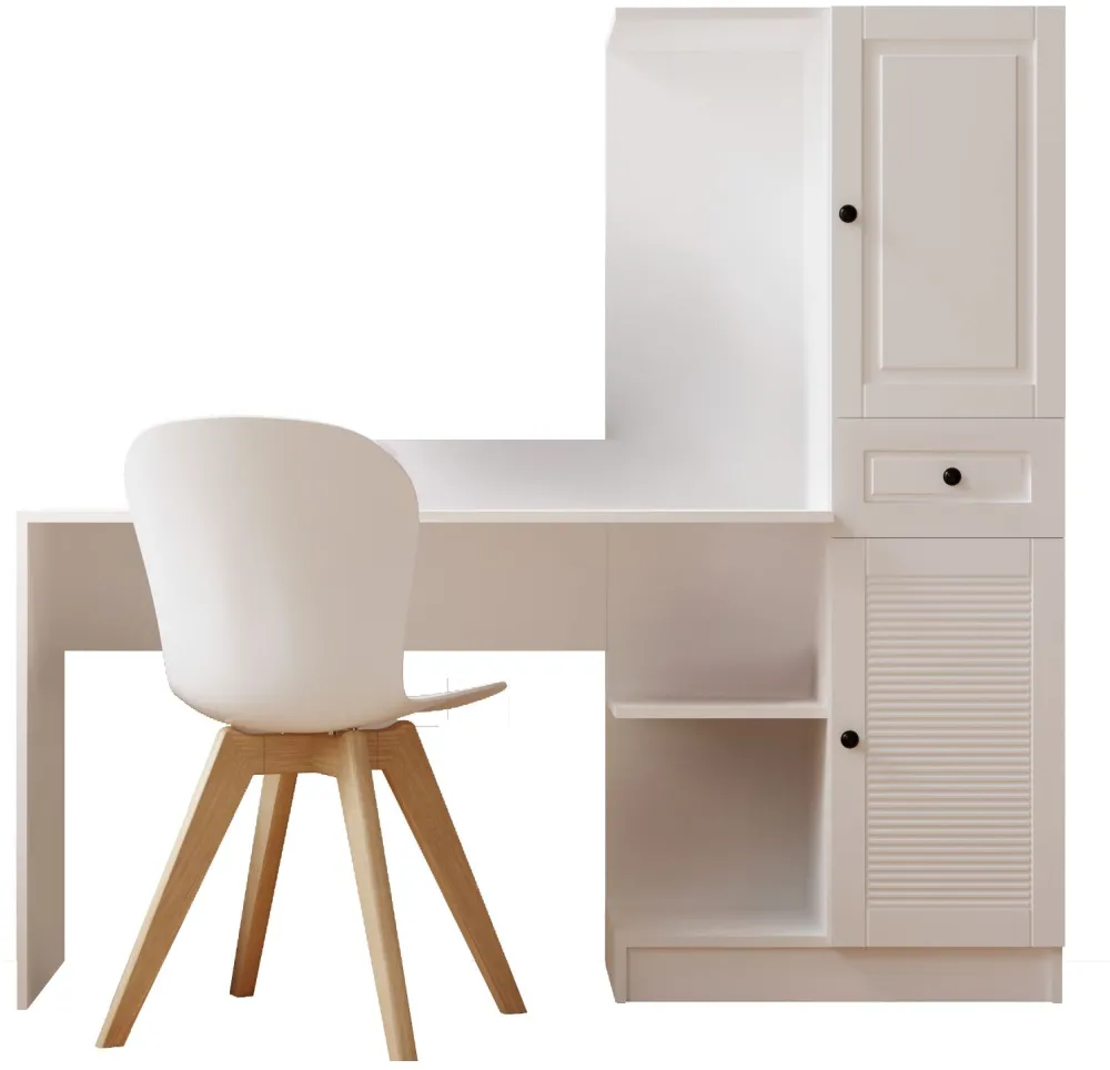Birou cu bibliotecă Hanah Home İzel - Rb-116, Alb mat