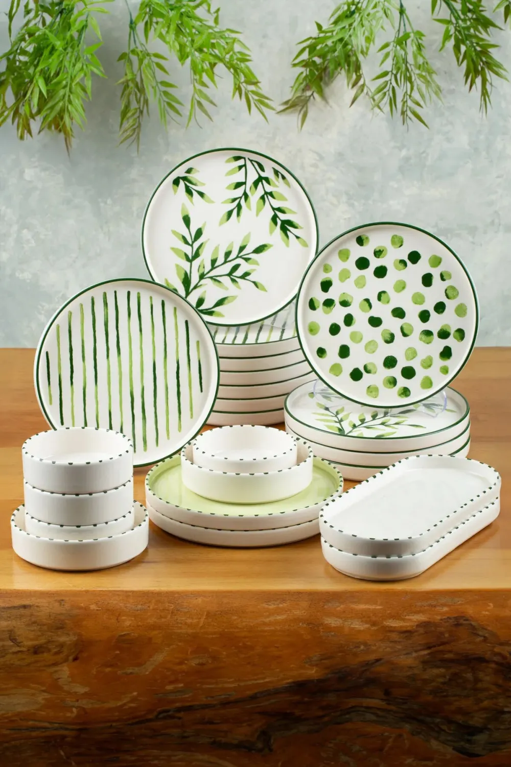 Set pentru micul dejun (22 piese) Hermia K-22-Prc-Greentree-Kahvaltı, Verde / Alb