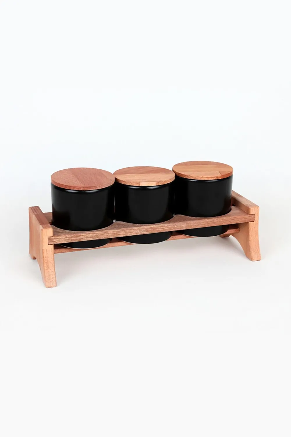 Set recipiente de depozitare din ceramică (3 piese) Hermia ST040803F956A000000MAPS700, Negru mat