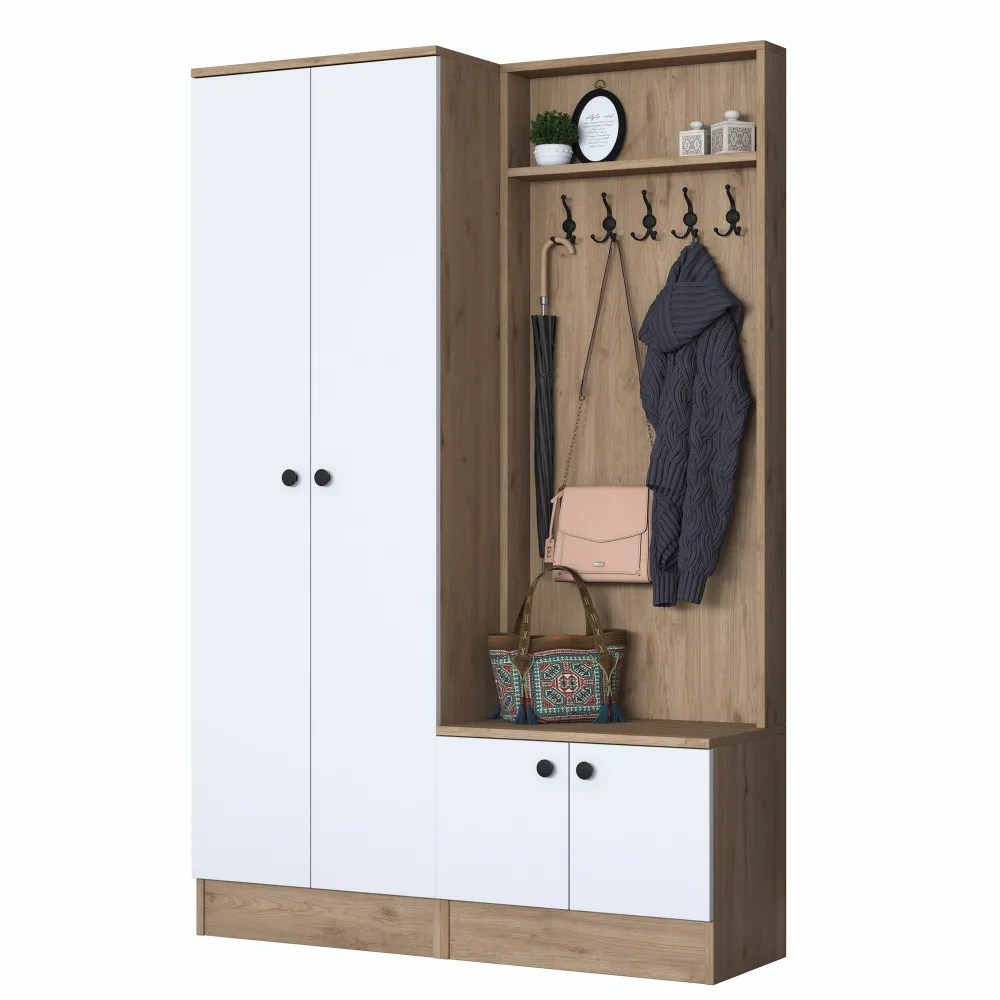 Cuier de hol Hanah Home P6 - M5 - 2423, Alb / Nuc