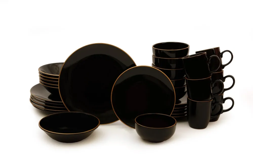 Serviciu de masă din ceramică (30 piese) Hermia TY040030F650A841600MAA4Y00, Negru