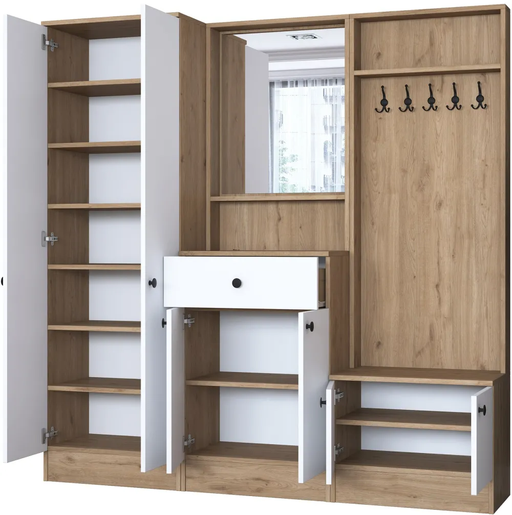 Cuier de hol Hanah Home P6 - M2 - 2257G, Nuc / Alb