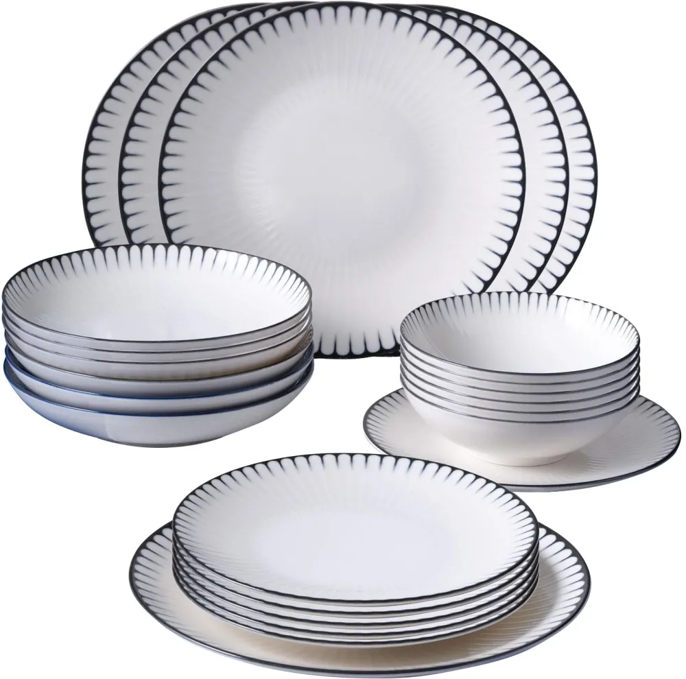Serviciu de masă (24 piese) Hermia GBSATN24KY4R33063, Alb / Negru
