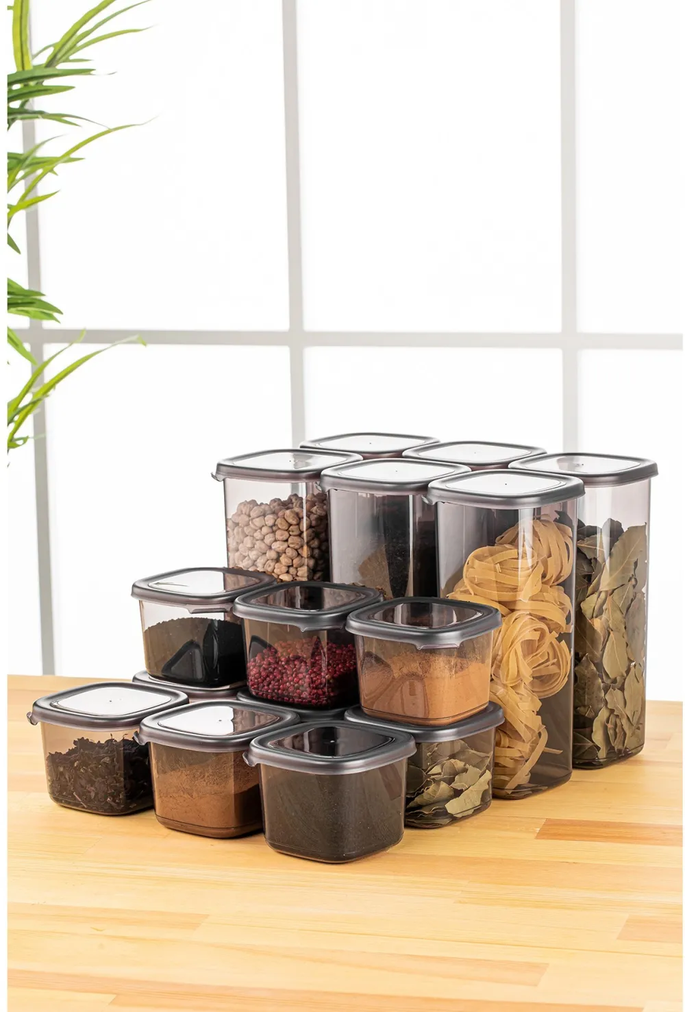 Set cutii de depozitare (15 piese) Hermia BNMPEGYAS15-517, Antracit