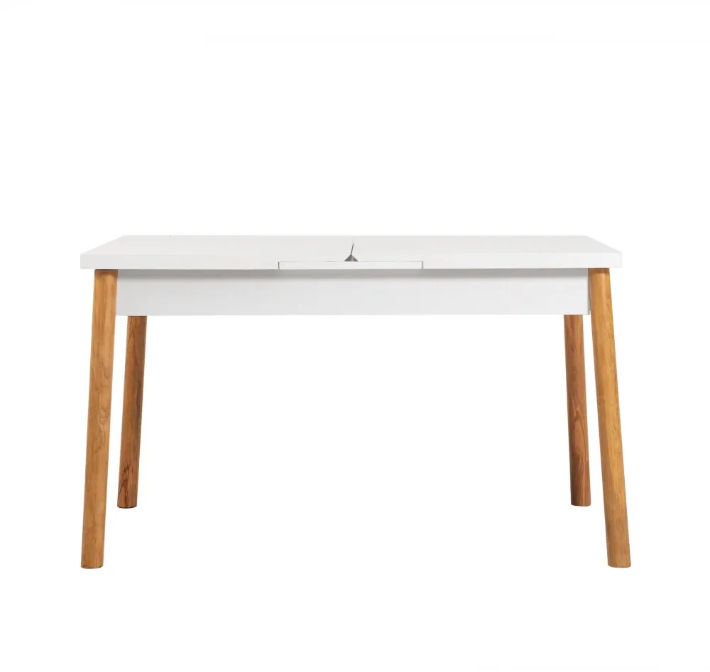 Masă de dining extensibilă Hanah Home Santiago Masa Atlantic White, Pin Atlantic / Alb