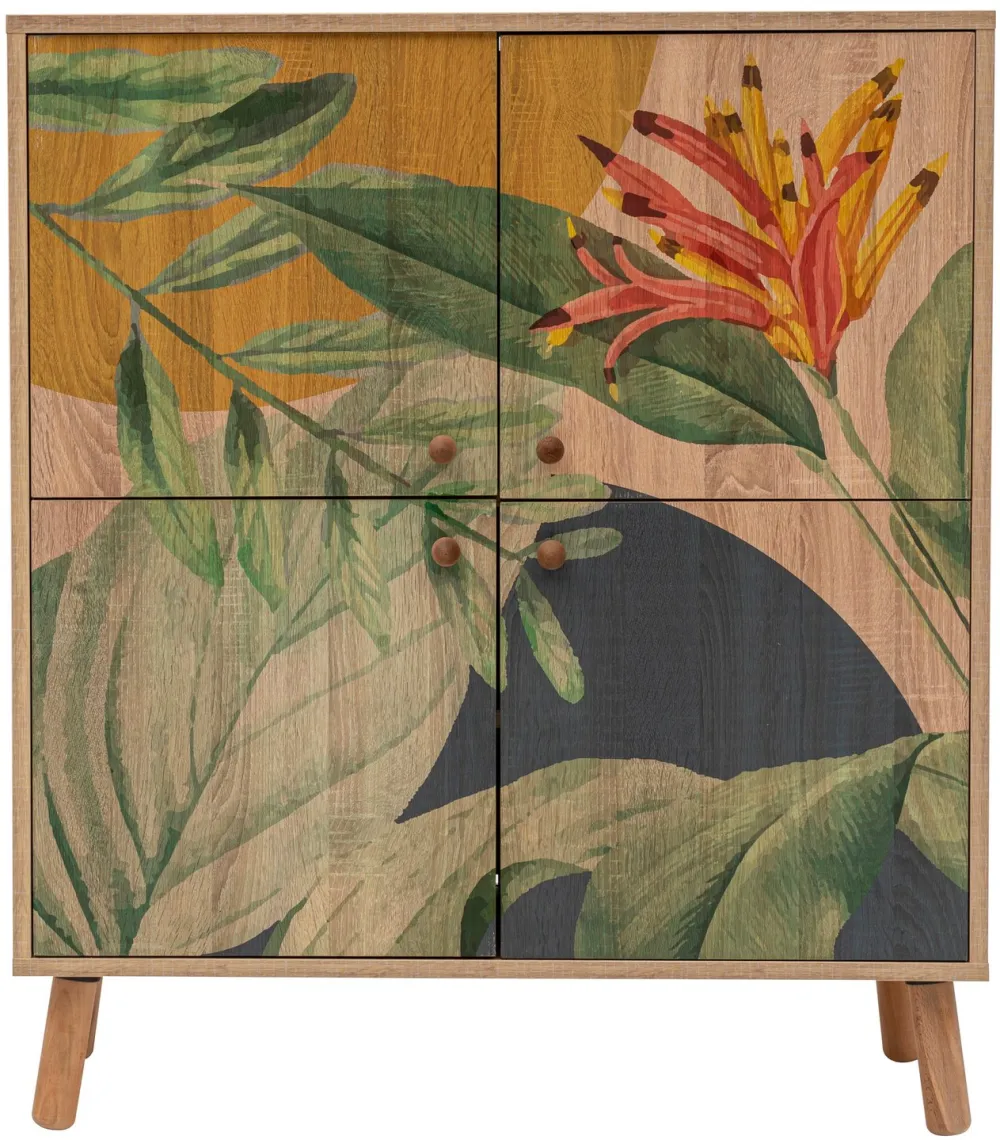 Dulap multifuncțional Hanah Home Multilüx Saka, Sonomo / Verde / Galben