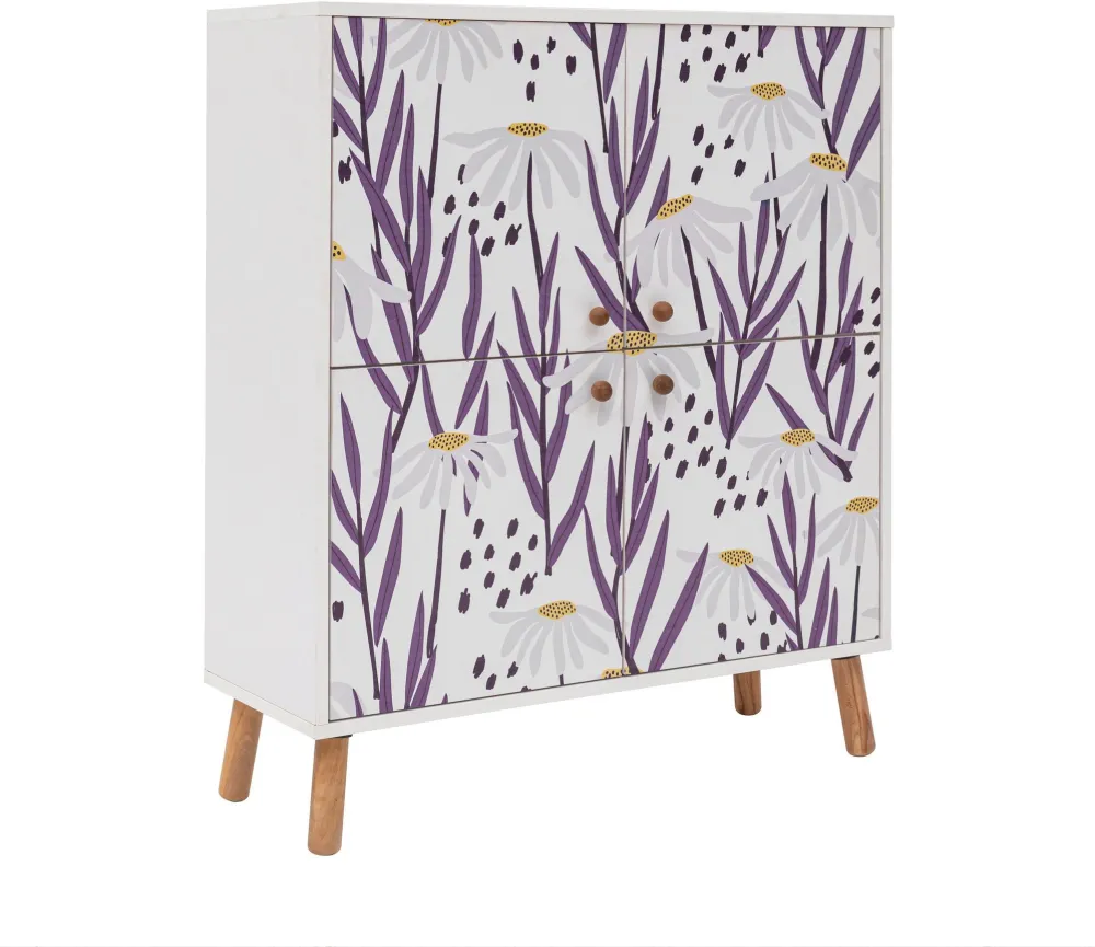 Dulap multifuncțional Hanah Home Multilüx Daisy, Alb / Mov / Lila