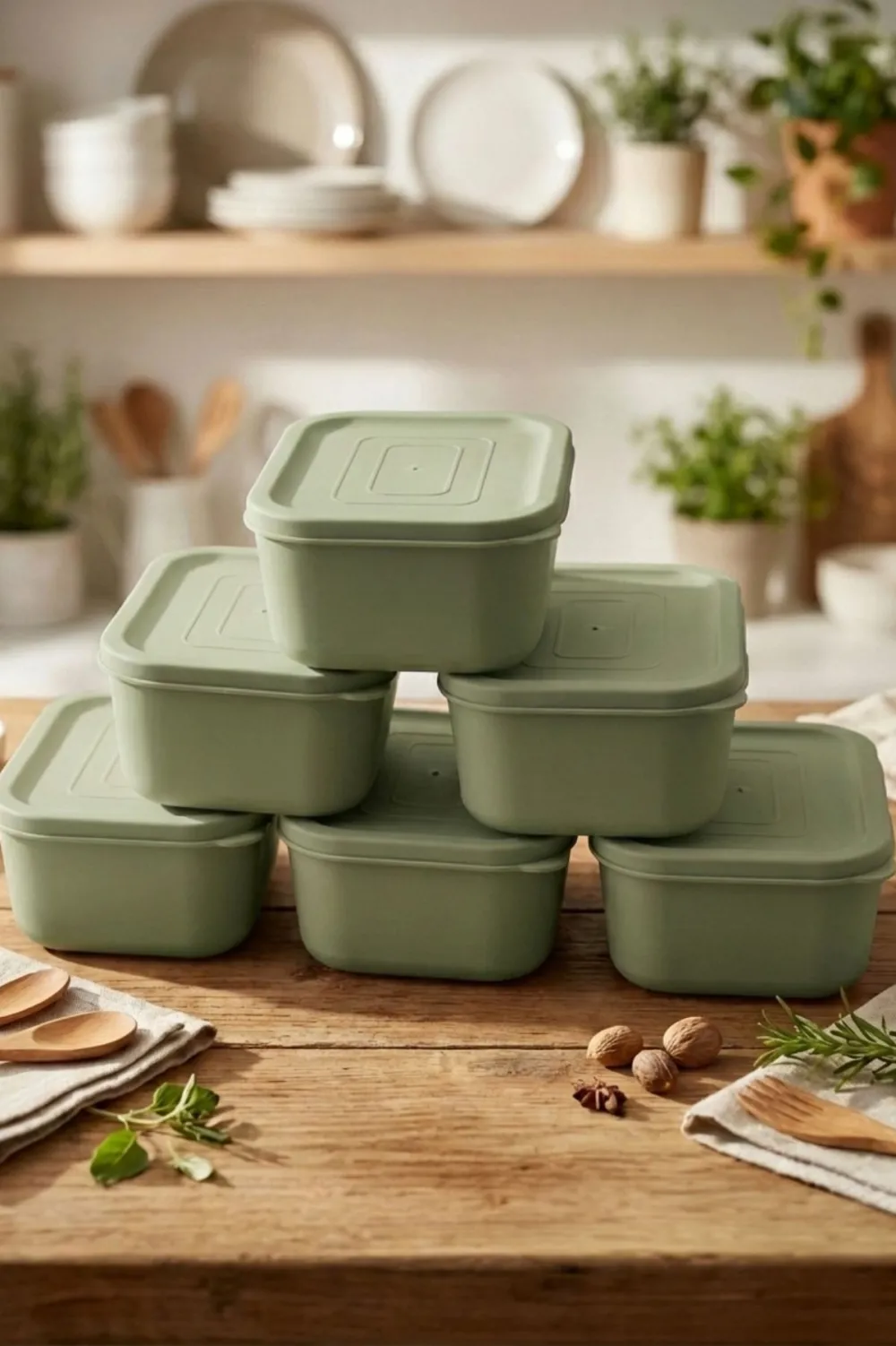 Set cutii de depozitare (6 piese) Hermia BU0064, Verde