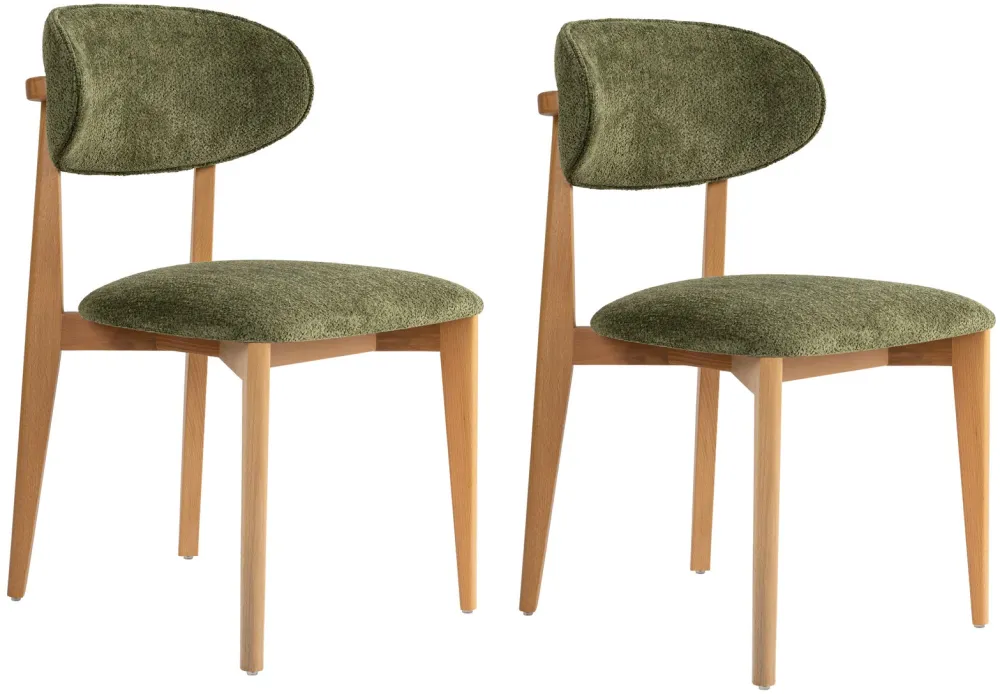 Set scaune (2 piese) Hanah Home Lionte, Verde / Stejar deschis