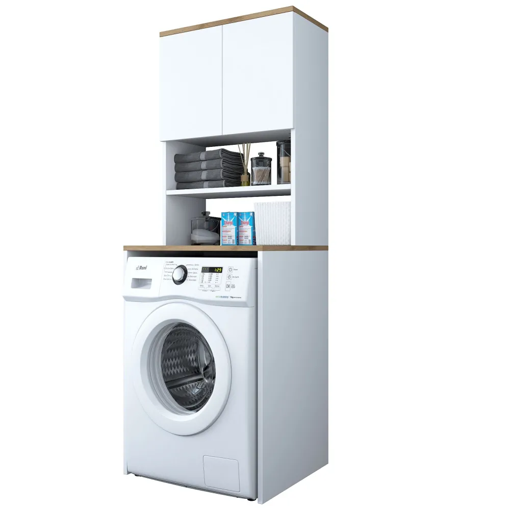 Dulap pentru mașina de spălat Hanah Home KD101 - 5191 - Walnut, Alb / Nuc
