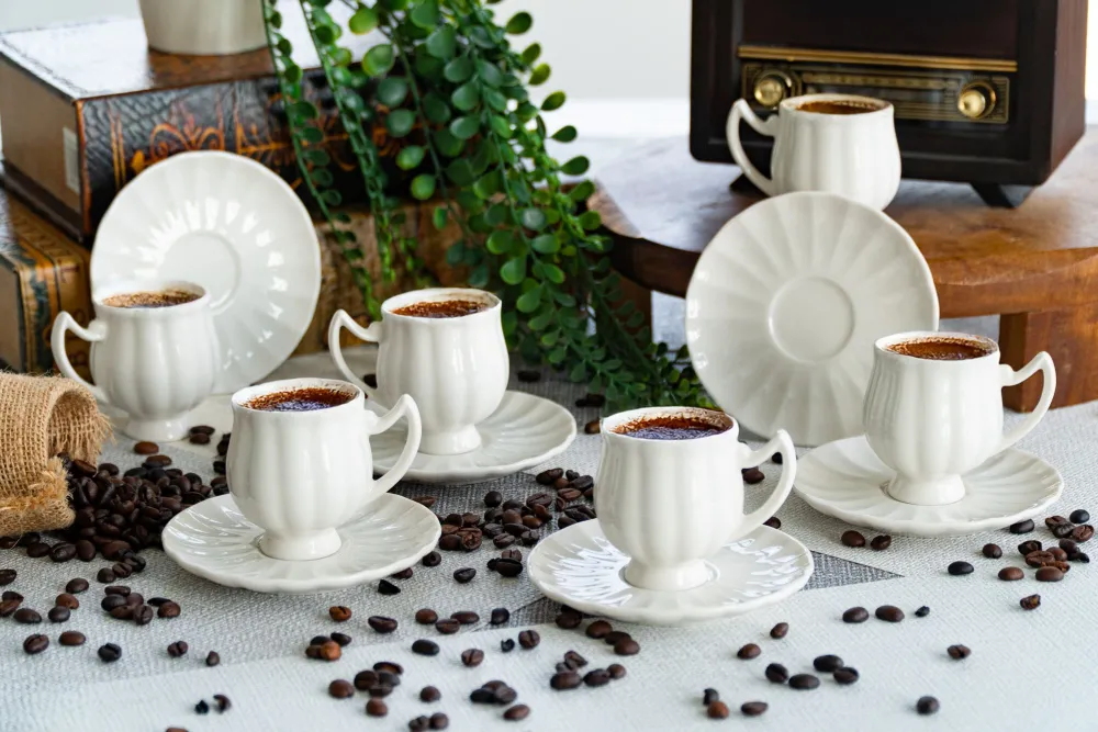 Set cești de cafea (12 piese) Hermia Lale 12, Alb