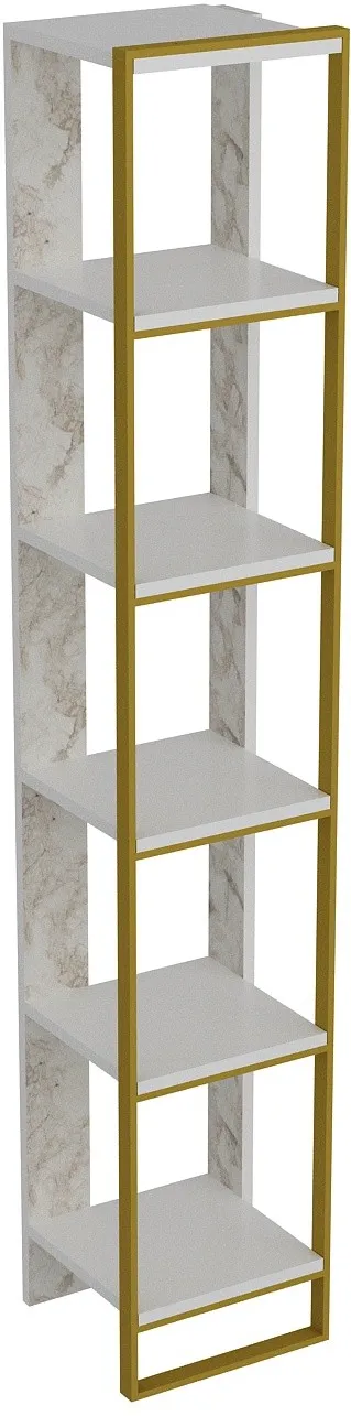 Bibliotecă Hanah Home Polka - White, Auriu / Alb