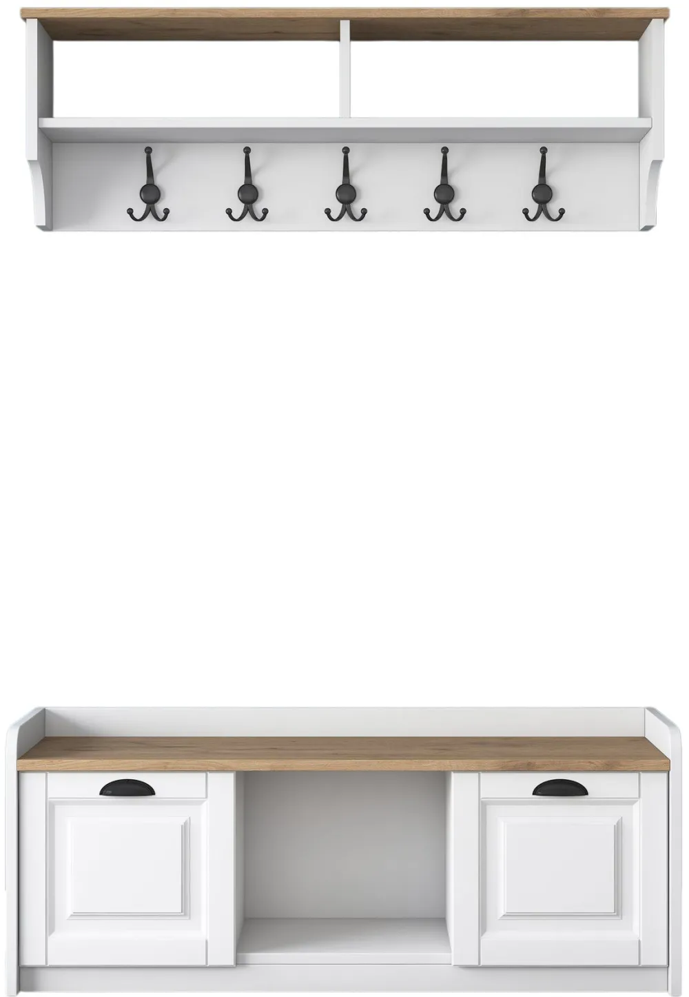 Cuier de hol Hanah Home P2 - 1636 - Walnut, Alb / Nuc