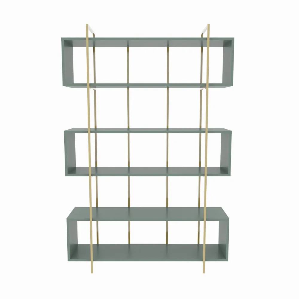 Bibliotecă Hanah Home Bruti, Verde / Auriu