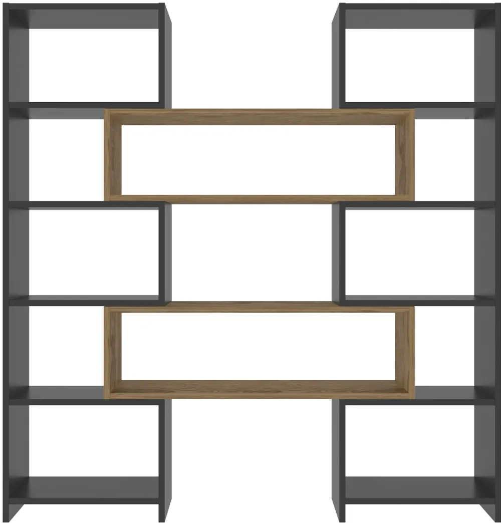 Bibliotecă Hanah Home Poyraz - Black, Negru / Stejar