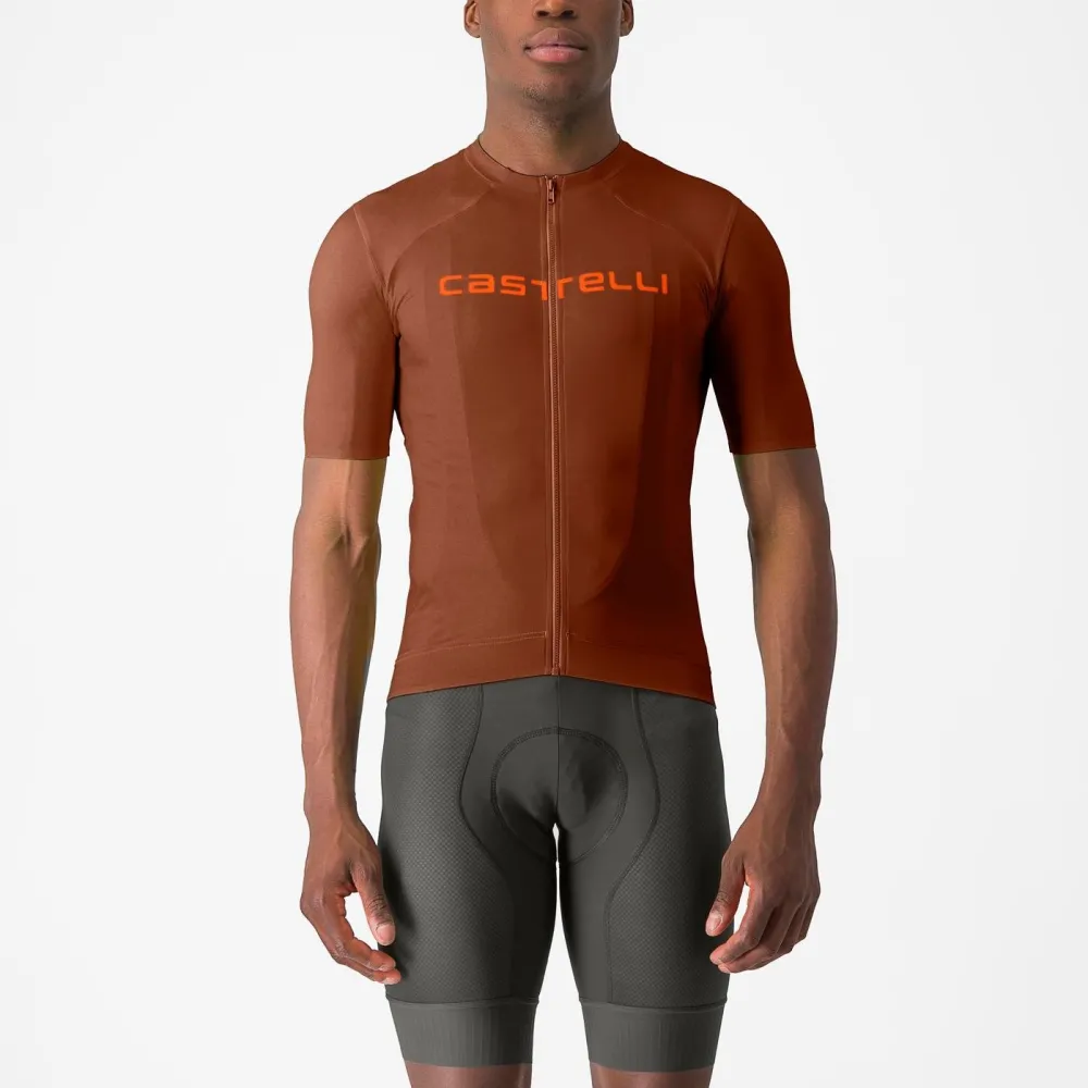 Castelli - tricou ciclism maneca scurta regular fit - Prologo Lite Jersey - grena | portocaliu - 3XL