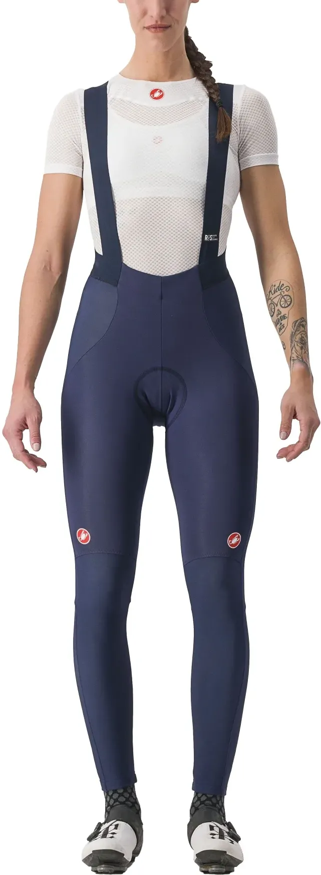Castelli - pantaloni ciclism lungi cu bretele pt femei - Sorpasso Ros W Bibtight - albastru - M