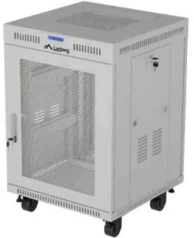 19-inch 15U floor-standing rack cabinet, 600x600, perforated door, LCD (flat-pack), grey