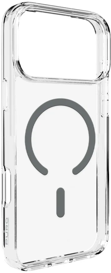 Puro Lite Mag TPU+PC Case Compatible with MagSafe for iPhone 17 Pro - Transparent with Gray Ring