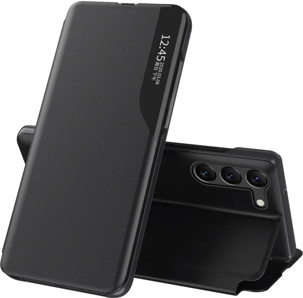 Eco Leather View Case for Xiaomi POCO C65 / Redmi 13C with flap - black