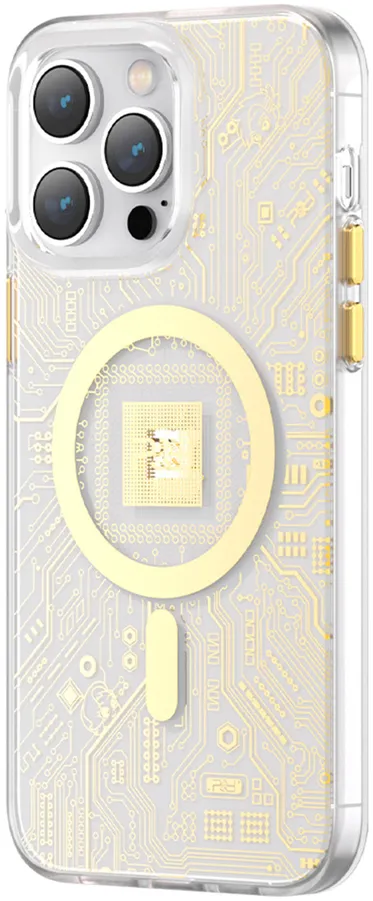 Husa magnetica  PQY Geek Series pentru iPhone 14 Plus MagSafe auriu