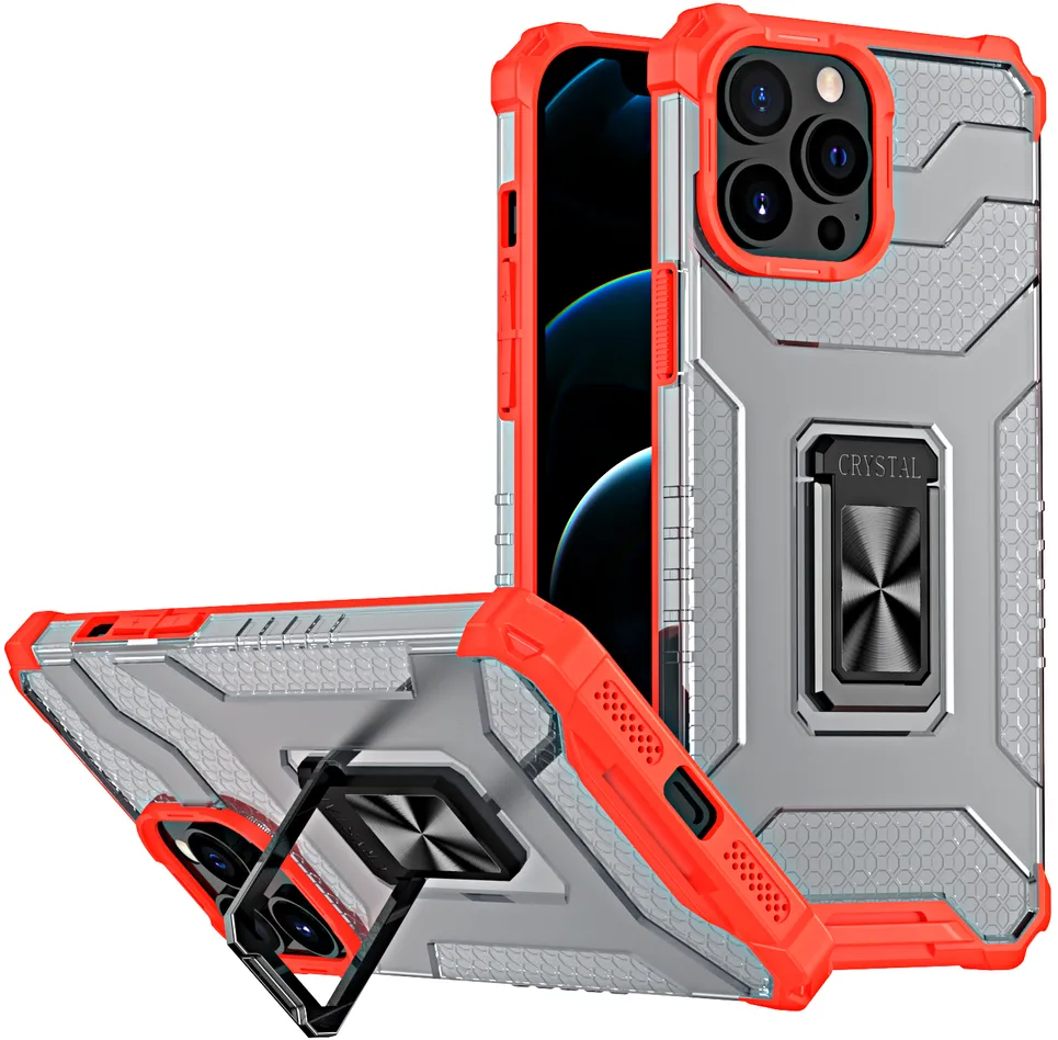 Crystal Ring Case Kickstand Tough Rugged Cover for iPhone 13 Pro Max red