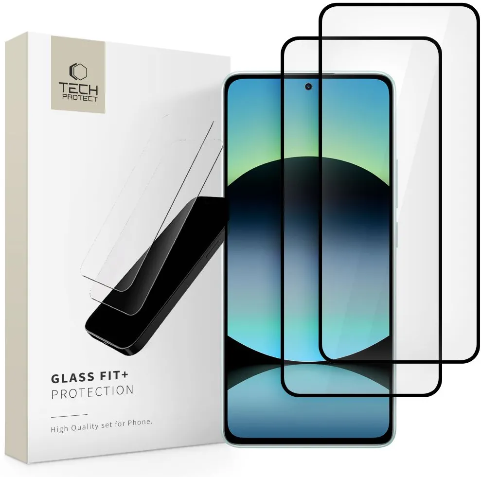 Tech-Protect Glass Fit +2-Pack Tempered Glass for Xiaomi Redmi Note 14 4G / 5G - Black