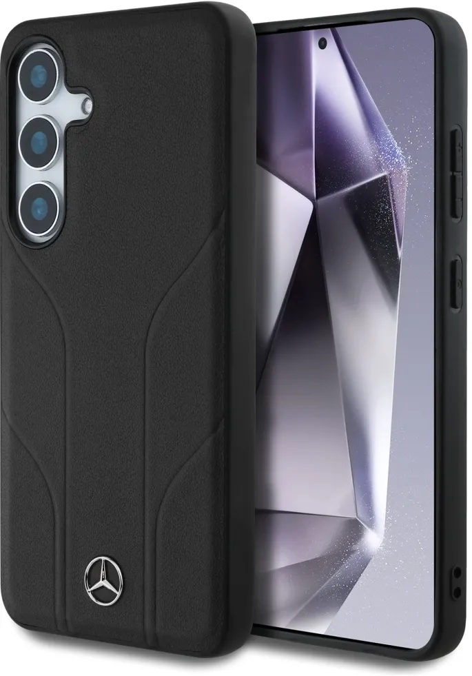 Mercedes Leather Debossed Lines MagSafe case for Samsung Galaxy S25 - black