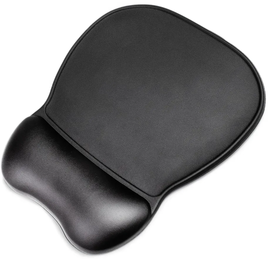 Ergonomic Mouse Pad and Wrist Rest Gel Eco Leather Large Anti-Slip - Black