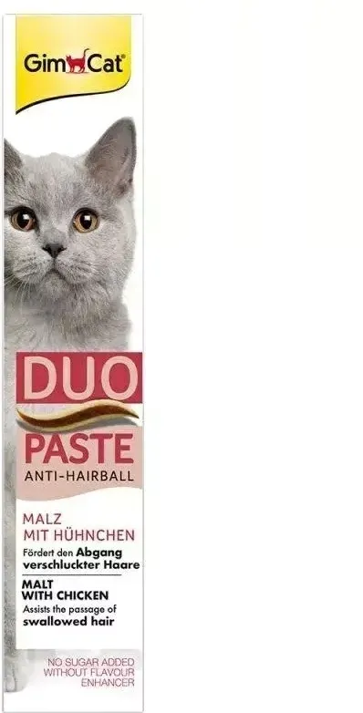 GIMCAT Duo Paste Anti-Hairball with Chicken – cat treat – 50g