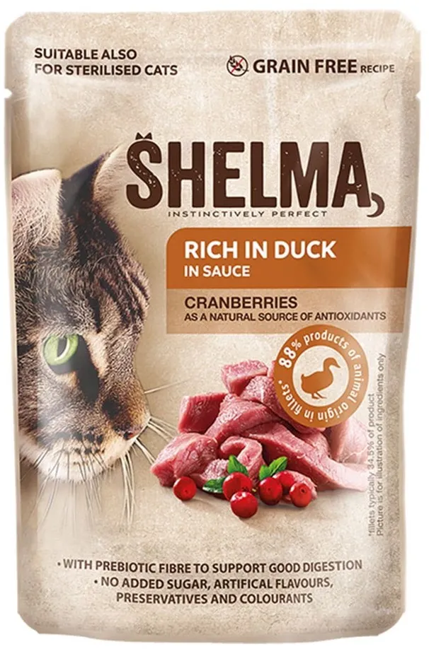 SHELMA Rich in duck in sauce - wet cat food - 85g