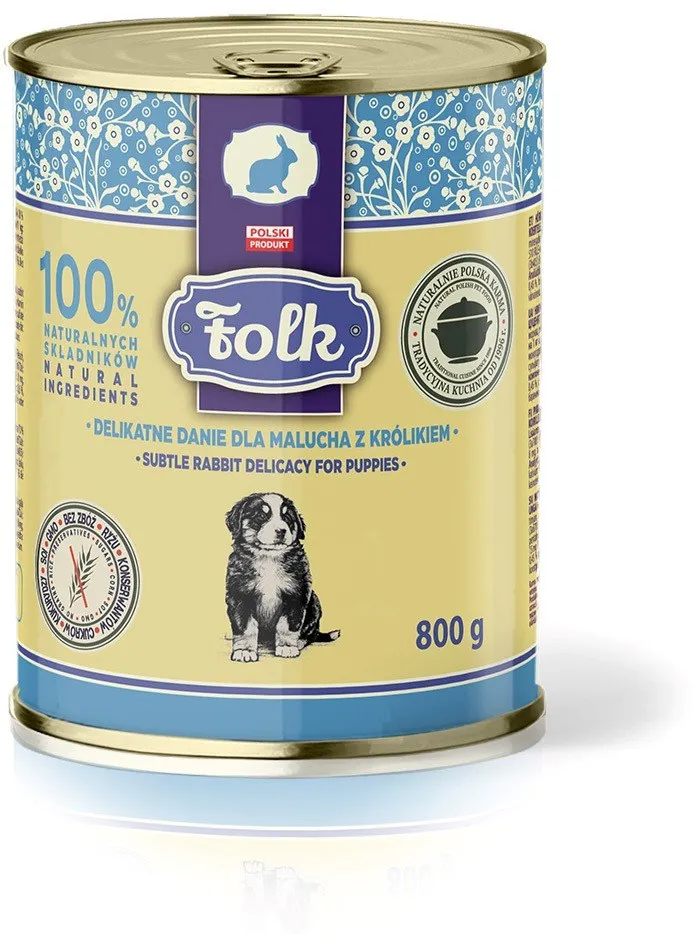 FOLK Delicate meal for puppies with rabbit mono - wet dog food - 800g
