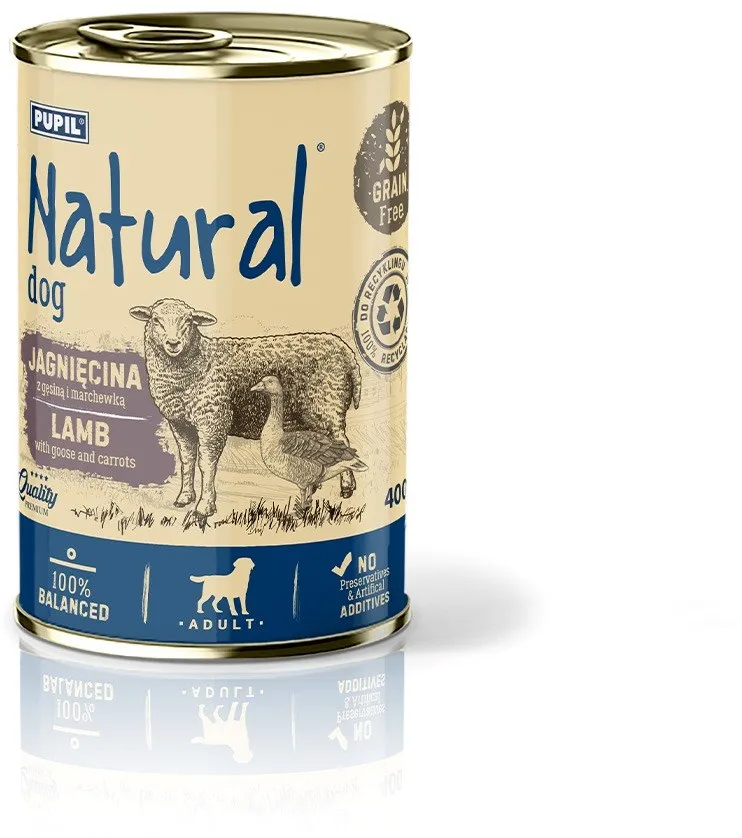 NATURAL Lamb with goose and carrots - wet dog food - 400g