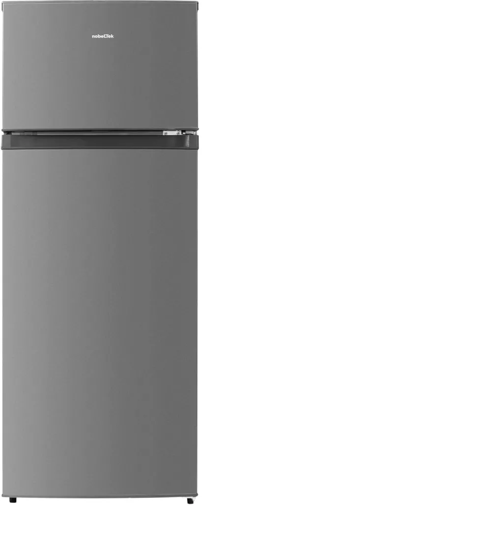 Frigider cu 2 usi Nobeltek Static NTS-210ESS, congelatorul sus, volum net 210 (168+42) litri, clasa E, Silver
