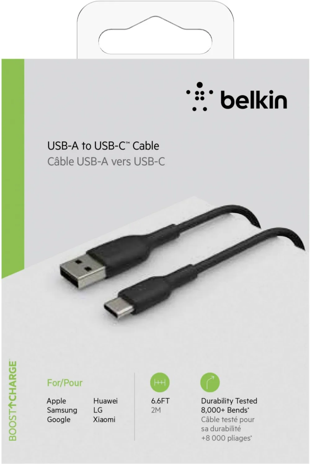 Cablu USB-C la USB-A Belkin CAB001bt2MBK 2 m negru