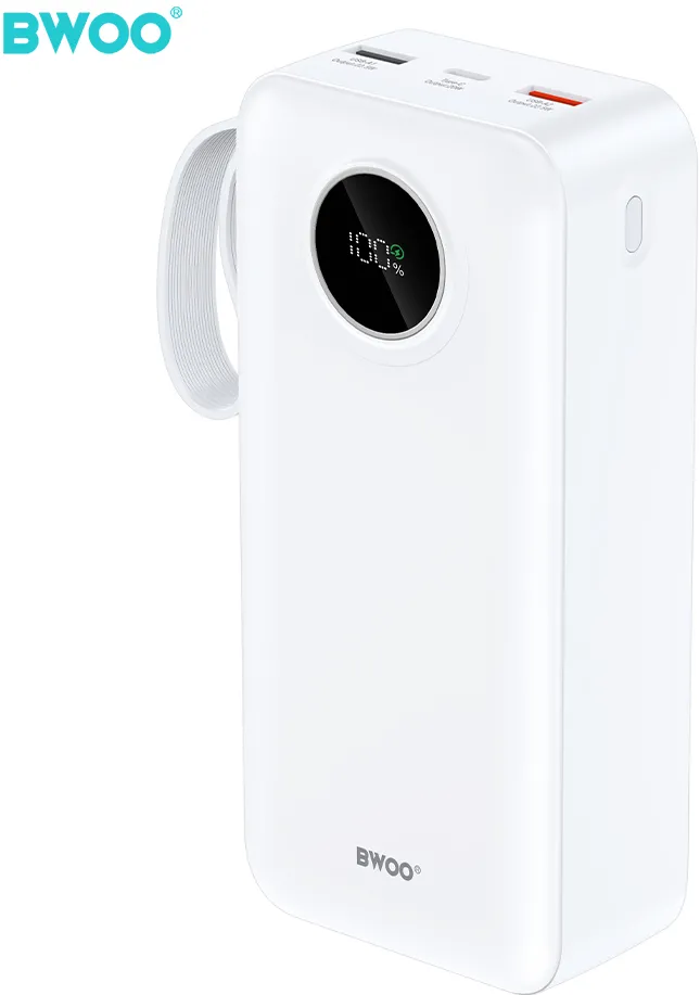 BWOO 22,5W 30000 mAh power bank with LCD screen, white