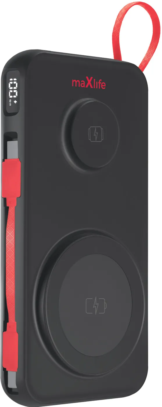 Maxlife wireless power bank MXPB-08 10000 mAh magnetic 3in1 black
