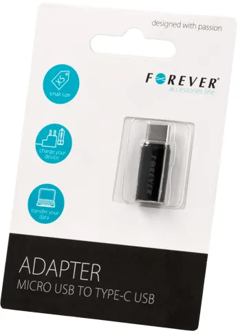 Forever adapter microUSB - USB-C black