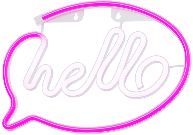 Neon LED Light HELLO pink white Bat + USB FLNE15 Forever Light