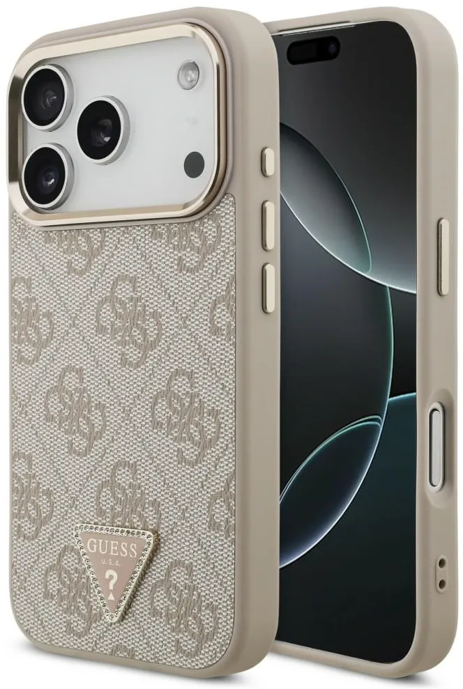 Guess 4G Triangle Logo MagSafe case for Iphone 18 Pro / 17 Pro pink gold