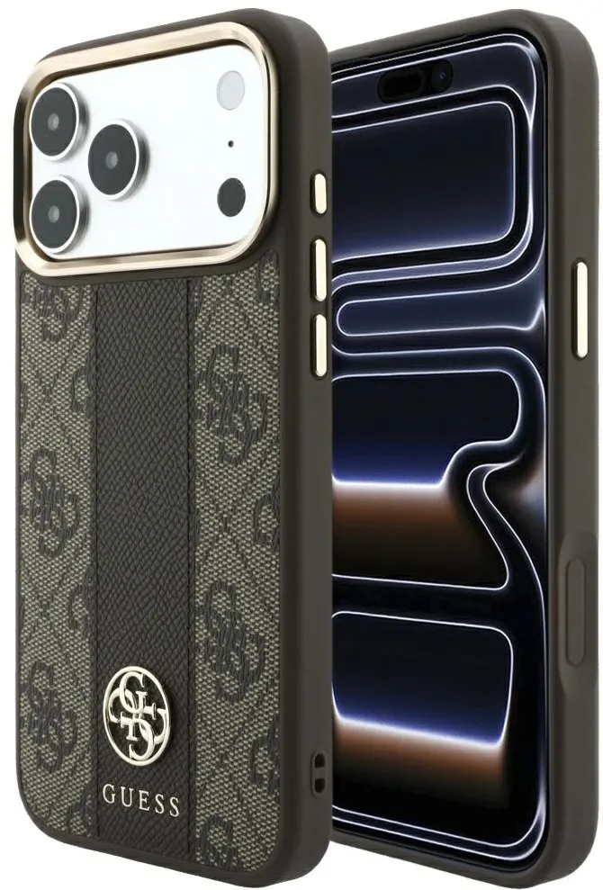 Guess 4G with Stripe Round and Classic Logos MagSafe case for Iphone 18 Pro Max / 17 Pro Max brown