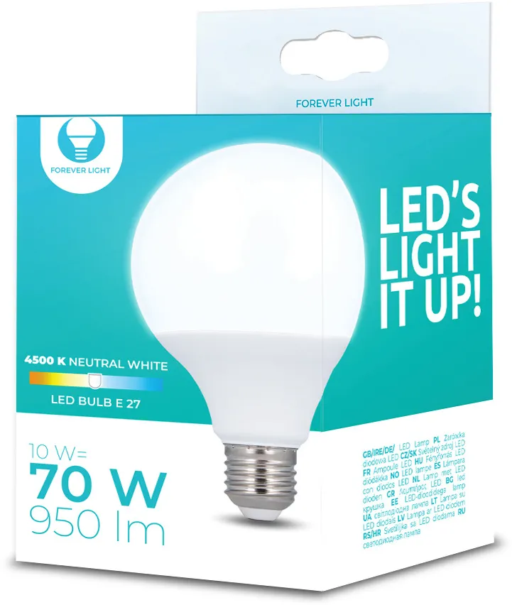 LED Bulb E27 G95 10W 230V 4500K 950lm Forever Light