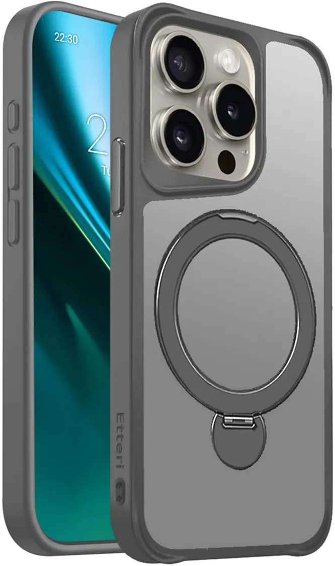 Etteri Matt Mag Ring case for iPhone 15 Pro 6,1" grey