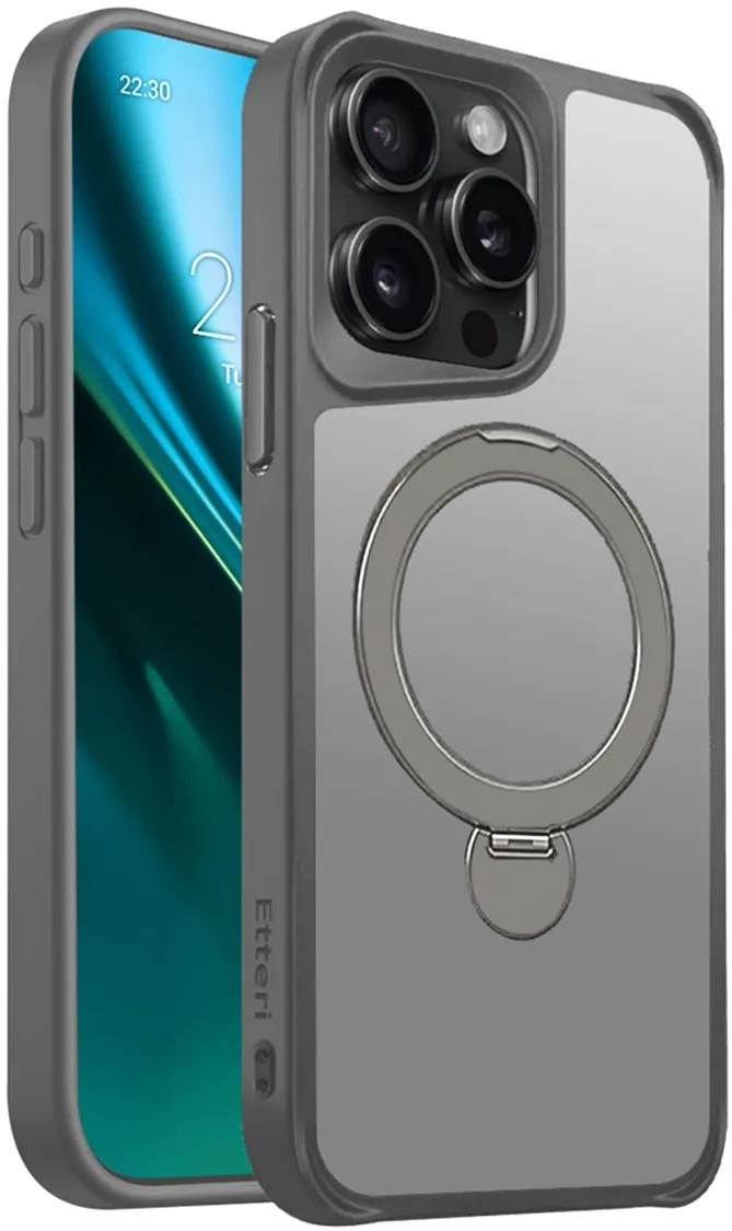 Etteri Matt Mag Ring case for iPhone 15 Pro Max 6,7" grey